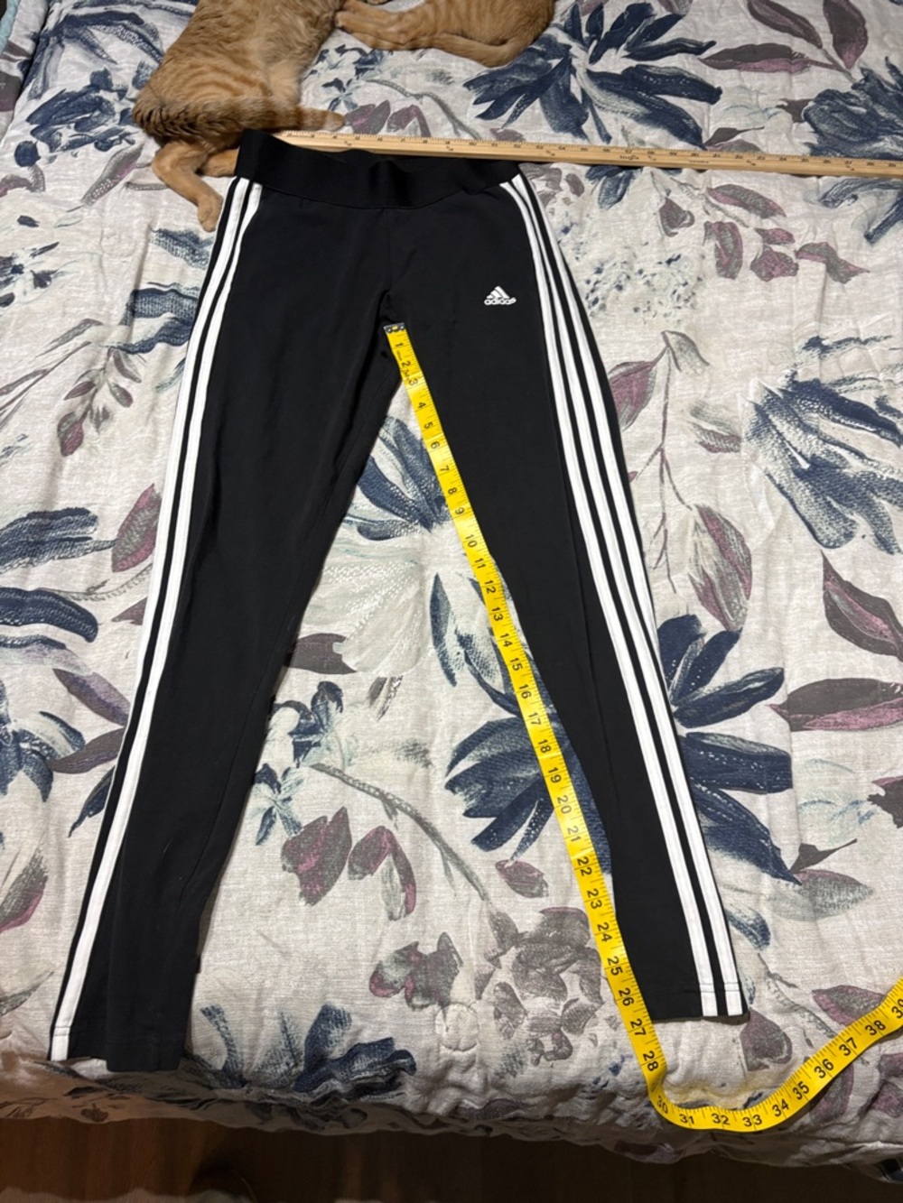adidas Black Leggings with White Side Stripes